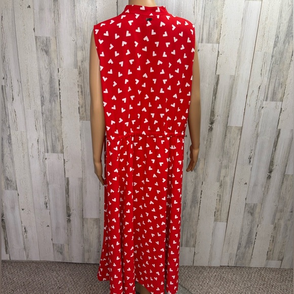 Anne Klein Plus Size Red Print Sleeveless Midi Dress - Picture 7 of 11